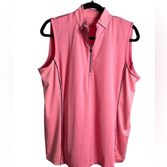 NWT EPNYGolf Women’s Sleeveless Mock Zip Polo Pink Ribbed Texture - Size Large - Picture 5 of 9